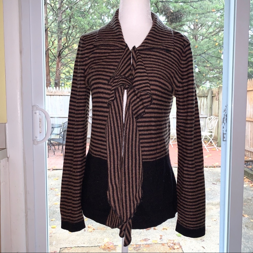 Lauren Hansen brown and black cashmere cardigan